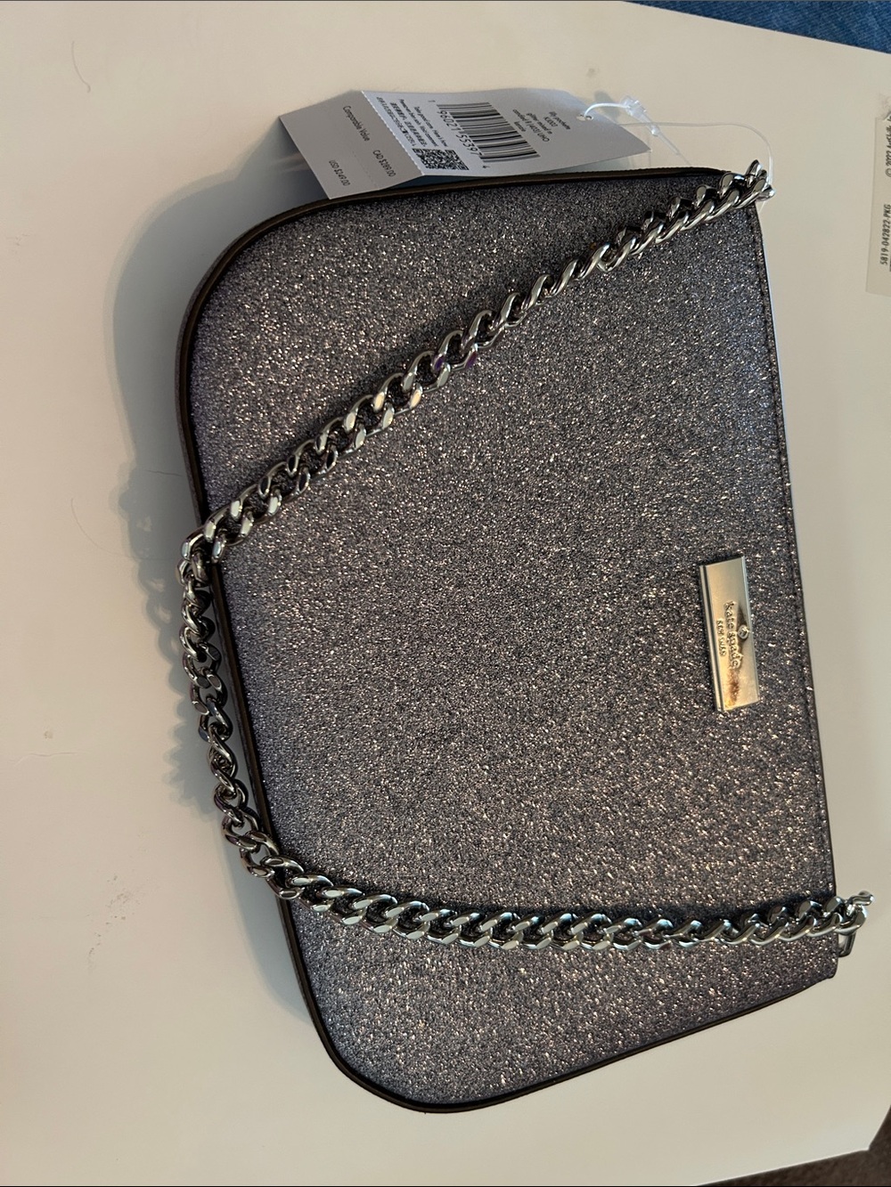 kate spade Silver Glitter Chain Crossbody Bag